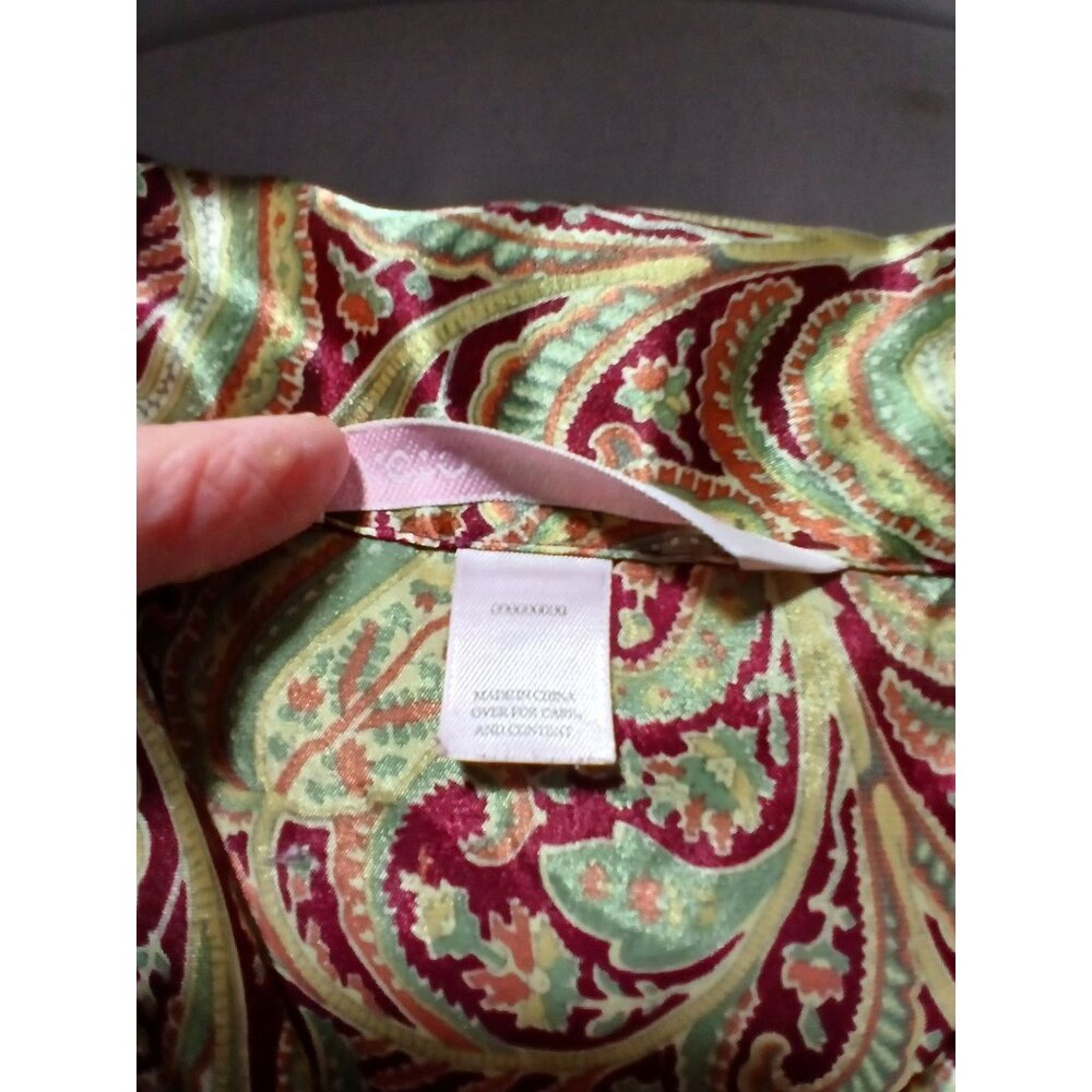 Victorias Secret Gold Burgundy 2 Pc Pajama Set L XL Menswear Button Top Shorts - Picture 12 of 15